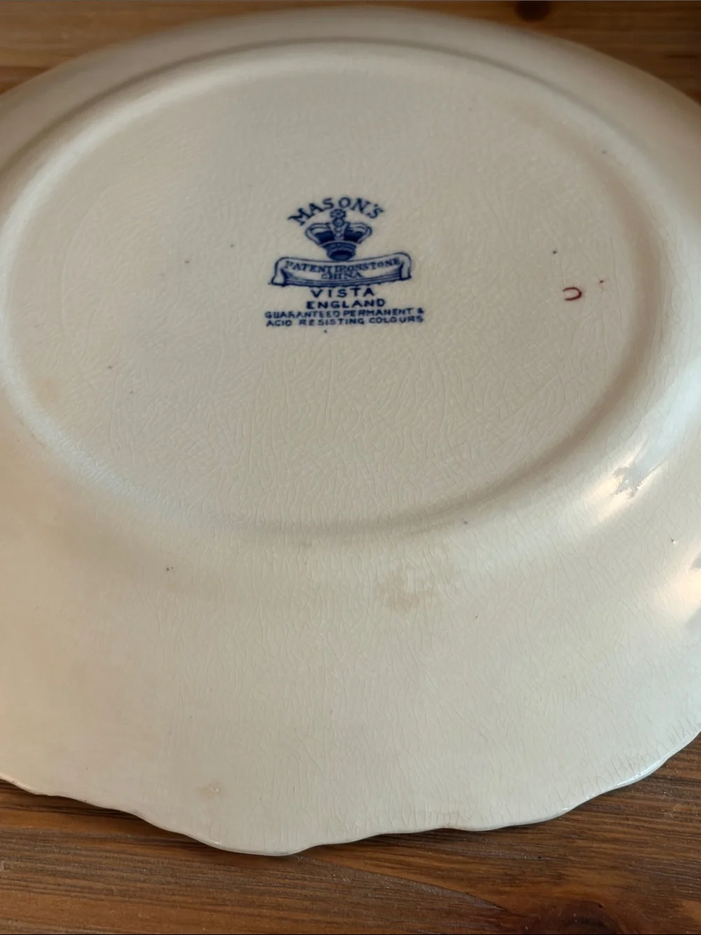 Mason Luncheon Plate. Blue and White “Vista” Pattern Scenic Transferware